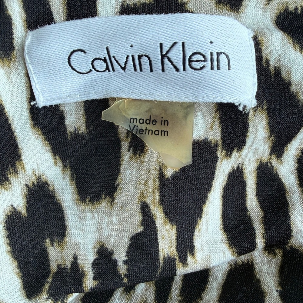 Calvin Klein Womens‎ Leopard Dress Sz 6 Mob Wife Italian Glam Animal Print Money - Picture 6 of 16
